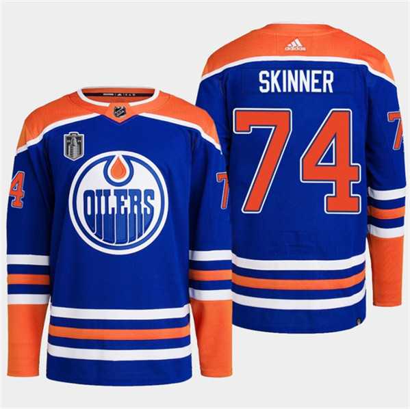 Men%27s Edmonton Oilers #74 Stuart Skinner Royal 2024 Stanley Cup Final Patch Stitched Jersey Dzhi->edmonton oilers->NHL Jersey